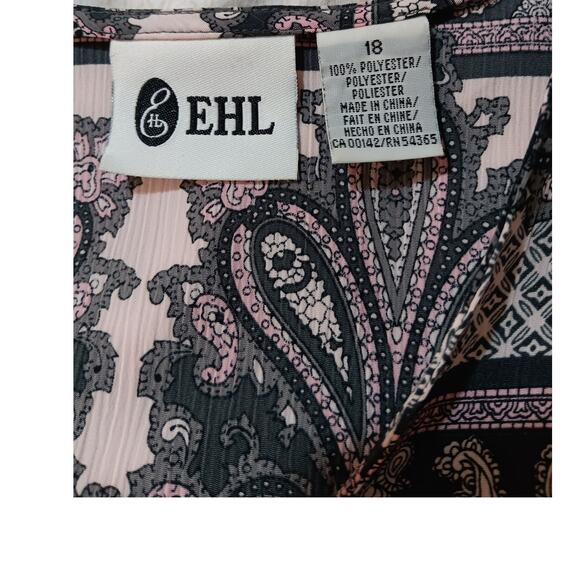 VINTAGE Gorgeous Tunic Top Long Blouse Shirt Size 18 Pale Pink Green Low Wrinkle - Picture 4 of 9